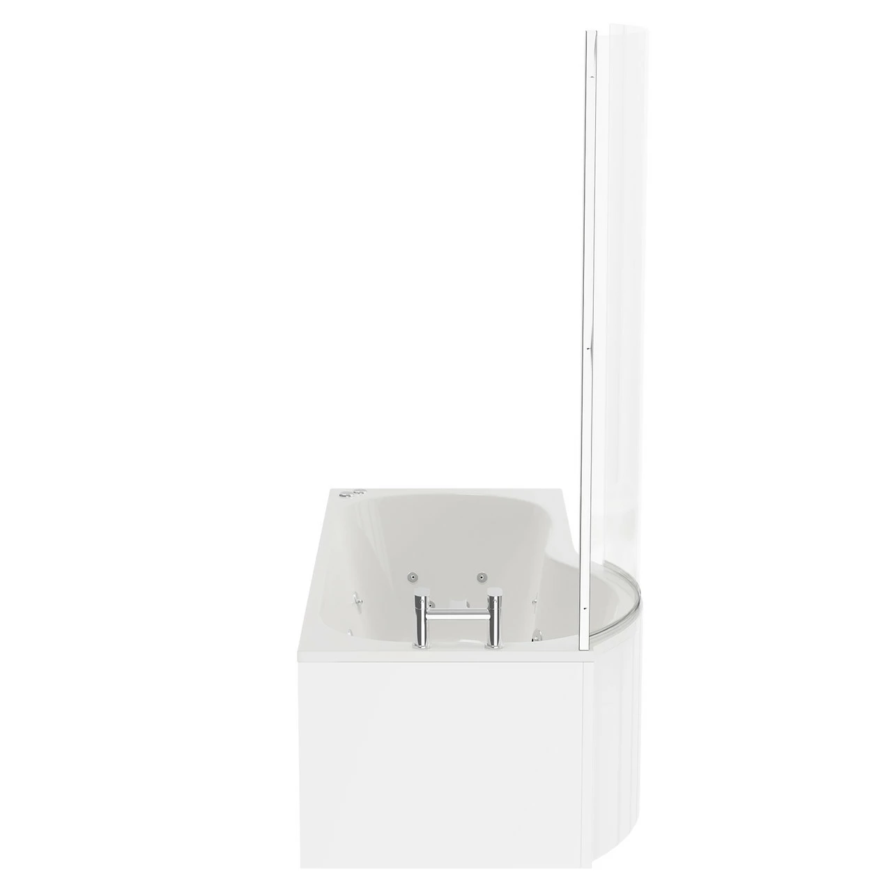 Plage 1700mm 12 Jet Chrome V-Tec Left Hand P Shaped Whirlpool Shower Bath With Bath Screen And Front Bath Panel - Image 5