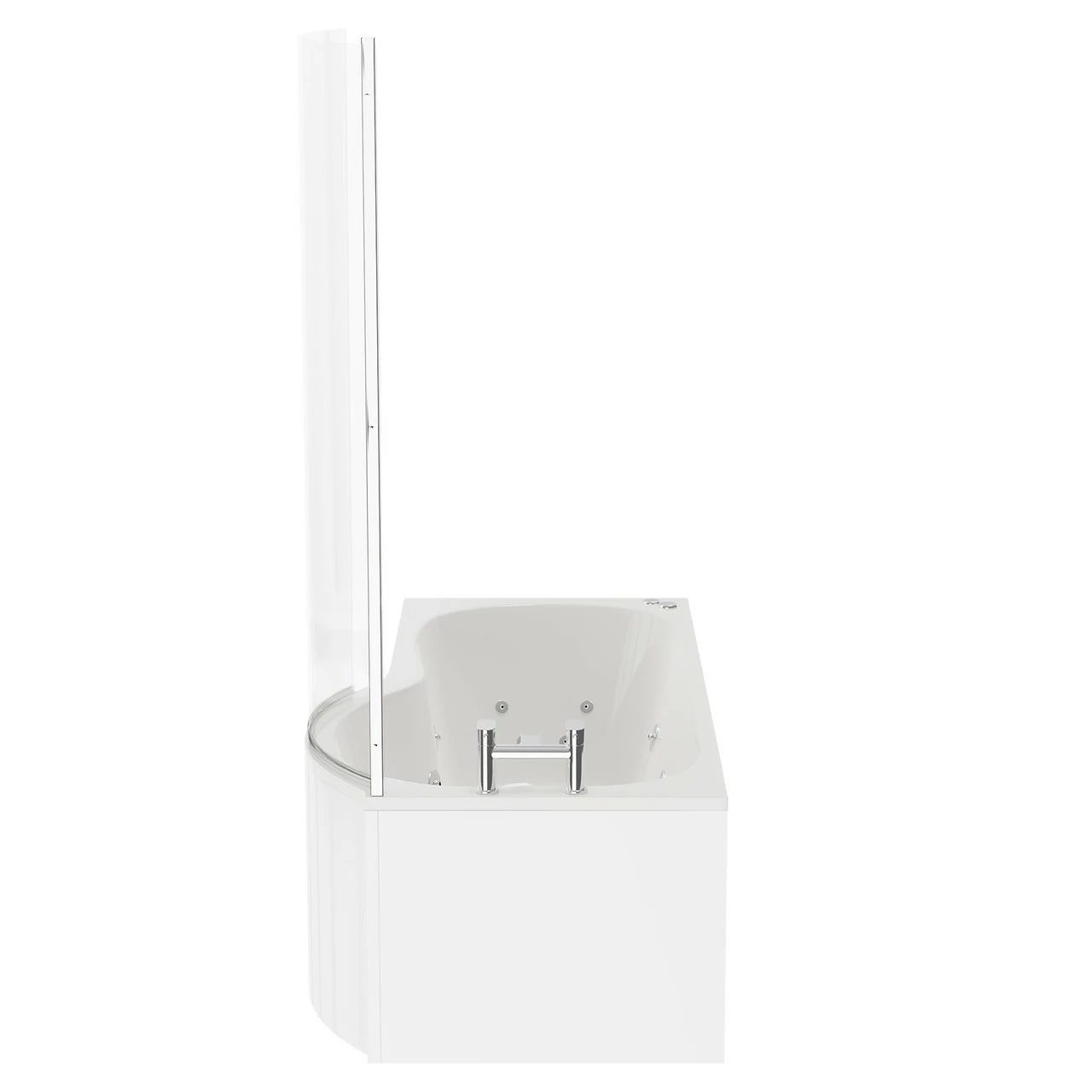 Plage 1700mm 12 Jet Chrome V-Tec Right Hand P Shaped Whirlpool Shower Bath With Bath Screen And Front Bath Panel 7 Plage 1700mm 12 Jet Chrome V-Tec Right Hand P Shaped Whirlpool Shower Bath With Bath Screen And Front Bath Panel - Image 5