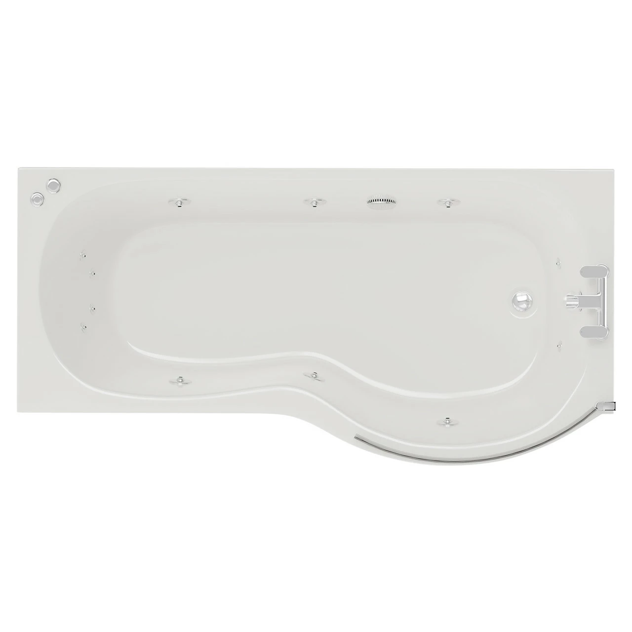 Plage 1700mm 12 Jet Chrome V-Tec Right Hand P Shaped Whirlpool Shower Bath With Bath Screen And Front Bath Panel 3 Plage 1700mm 12 Jet Chrome V-Tec Right Hand P Shaped Whirlpool Shower Bath With Bath Screen And Front Bath Panel