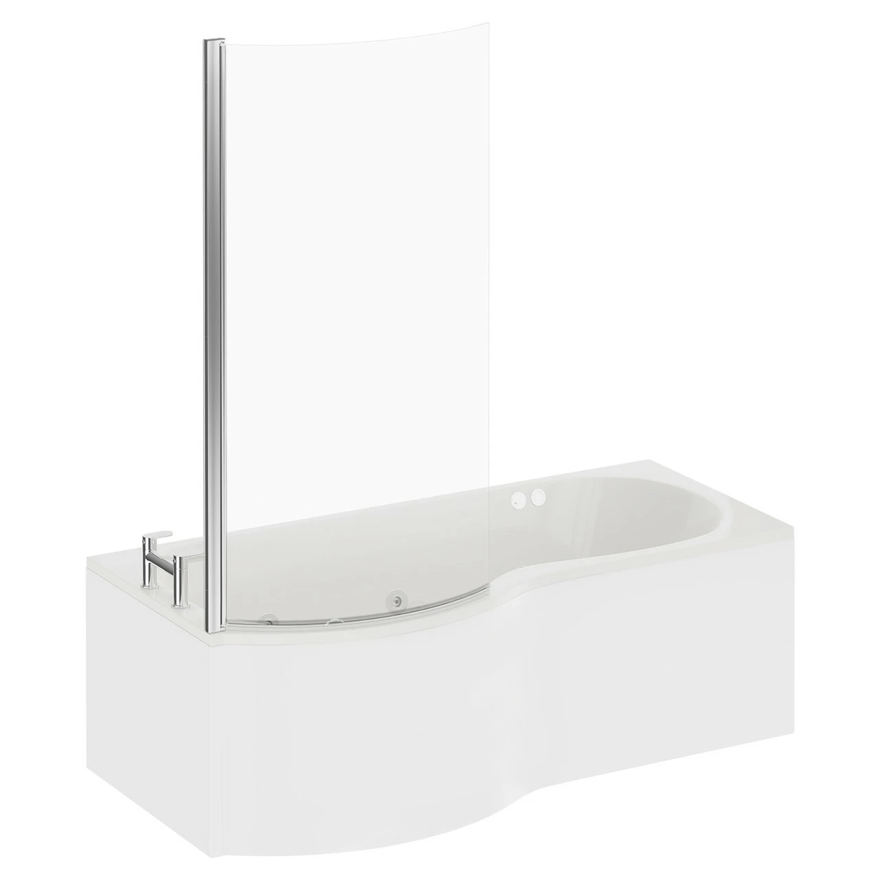 Plage 1700mm 6 Jet Chrome Flat Jet Left Hand P Shaped Whirlpool Shower Bath With Bath Screen And Front Bath Panel 5 Plage 1700mm 6 Jet Chrome Flat Jet Left Hand P Shaped Whirlpool Shower Bath With Bath Screen And Front Bath Panel - Image 3