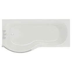Plage 1700mm Left Hand P Shaped Shower Bath With Bath Screen And Front Bath Panel
