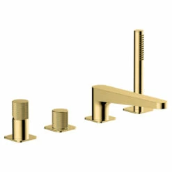 RAK Amalfi Brushed Gold Deck Mounted 4 Tap Hole Bath Shower Mixer - RAKAMA3013G