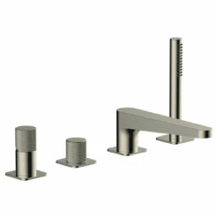 RAK Amalfi Brushed Nickel Deck Mounted 4 Tap Hole Bath Shower Mixer - RAKAMA3013N