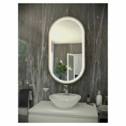 RAK Art Brushed Gold 550mm X 1000mm Oval LED Mirror - RAKARTOVBG5002