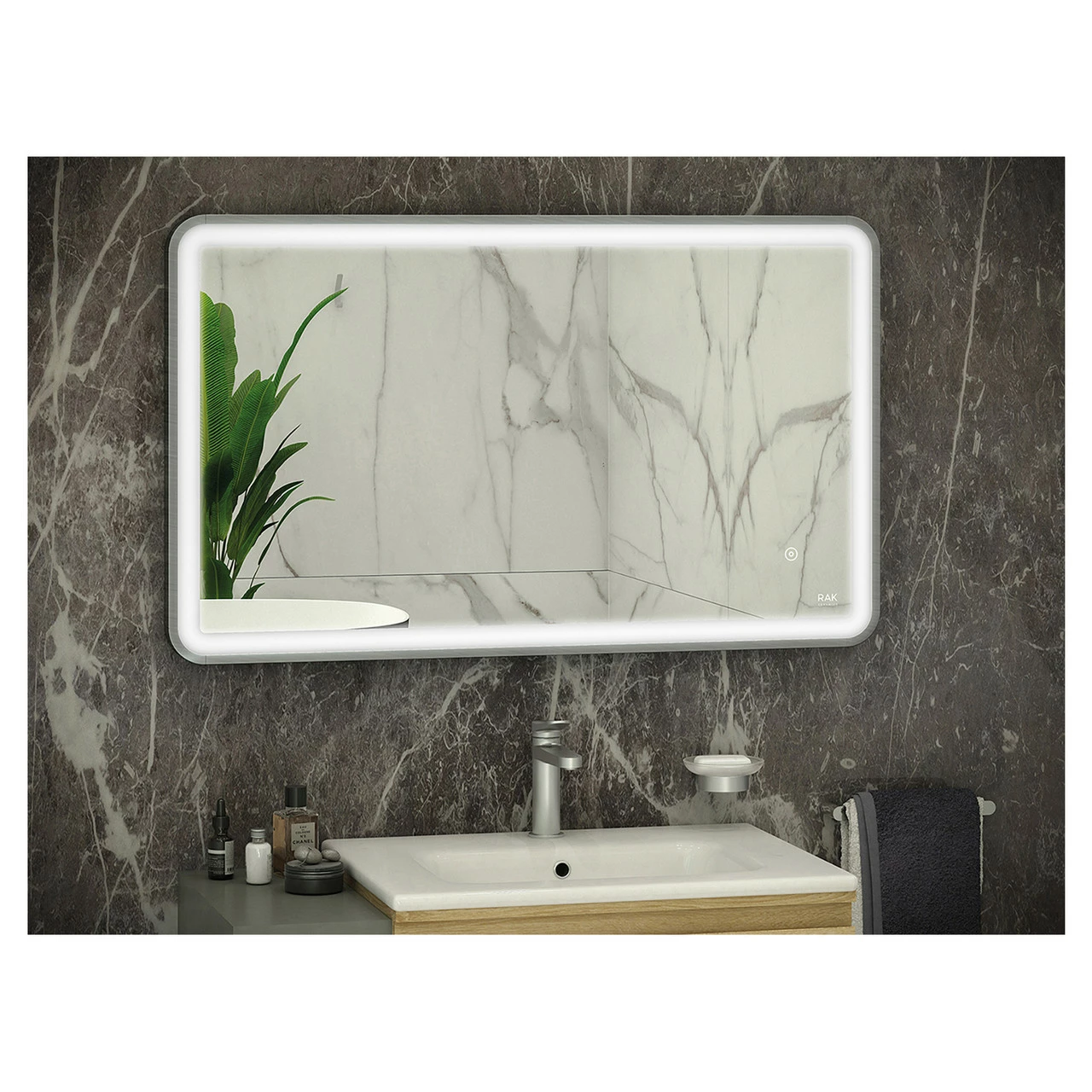 RAK Art Brushed Nickel 600mm X 1200mm Soft Illuminated LED Mirror - RAKARTSFBN5004 3 RAK Art Brushed Nickel 600mm X 1200mm Soft Illuminated LED Mirror - RAKARTSFBN5004