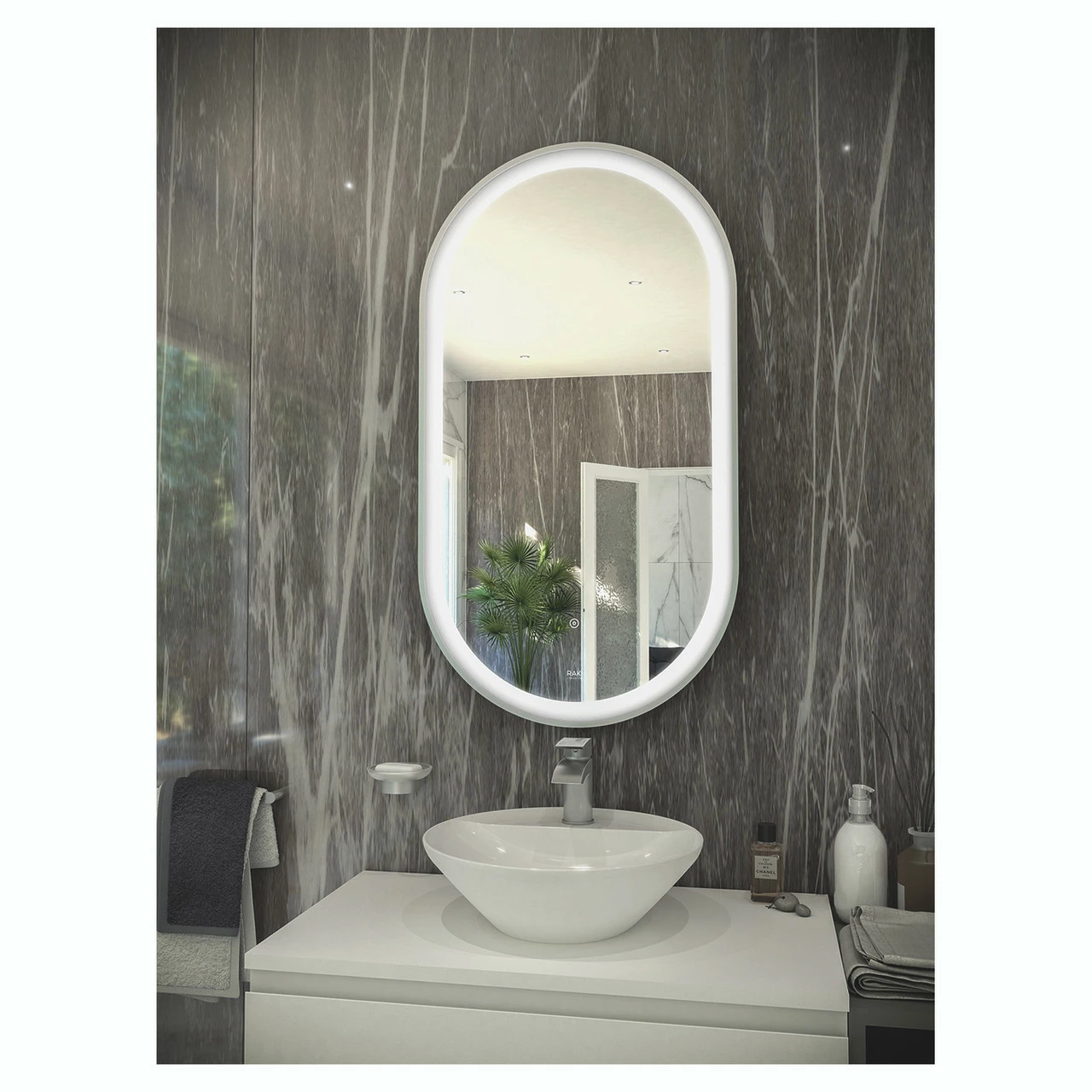 RAK Art Chrome 550mm X 1000mm Oval LED Mirror - RAKARTOVCP5002