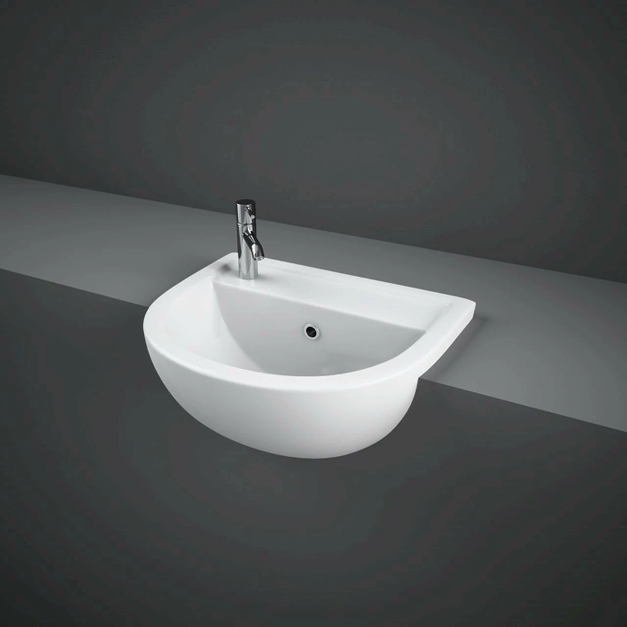 RAK Compact 400mm Left Hand Semi Recessed Basin With 1 Tap Hole - CO0905AWHA 3 RAK Compact 400mm Left Hand Semi Recessed Basin With 1 Tap Hole - CO0905AWHA