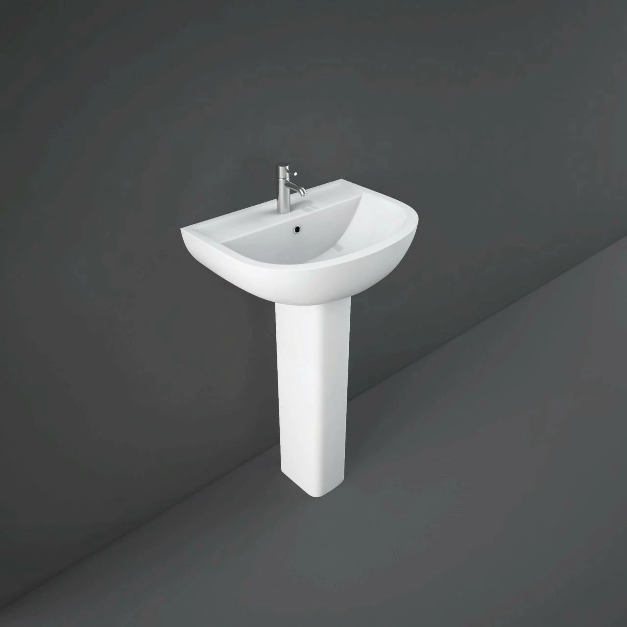 RAK Compact 450mm Basin With 2 Tap Holes And Small Pedestal 3 RAK Compact 450mm Basin With 2 Tap Holes And Small Pedestal