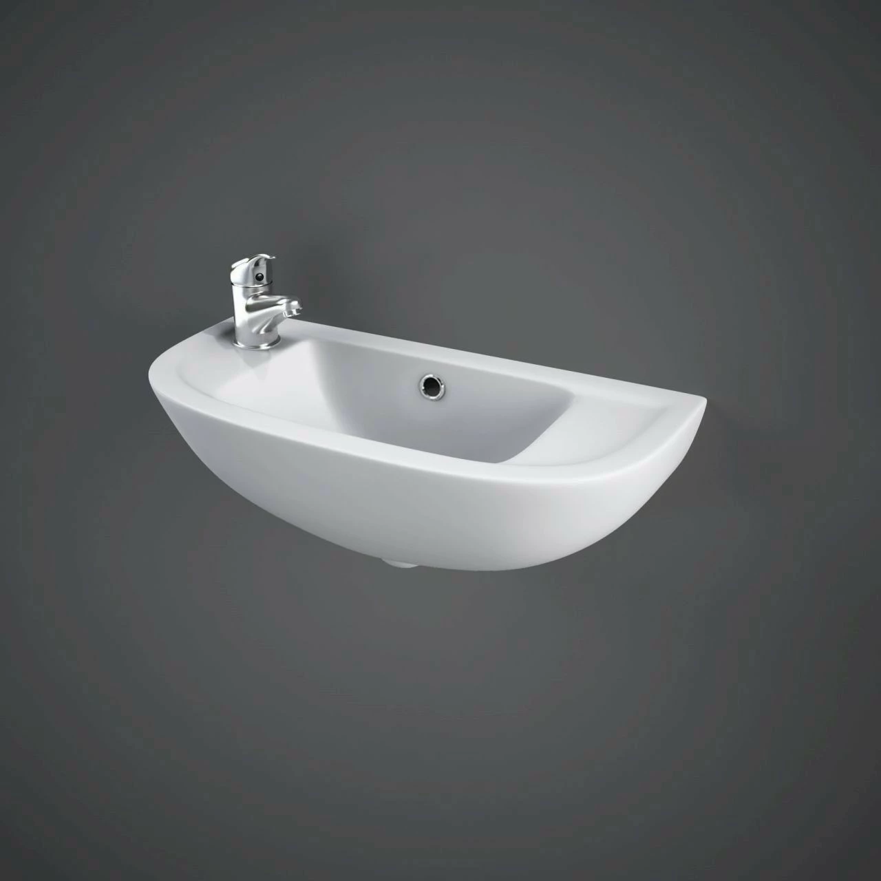 RAK Compact 450mm Left Hand Slimline Basin With 1 Tap Hole - CO2301AWHA 3 RAK Compact 450mm Left Hand Slimline Basin With 1 Tap Hole - CO2301AWHA