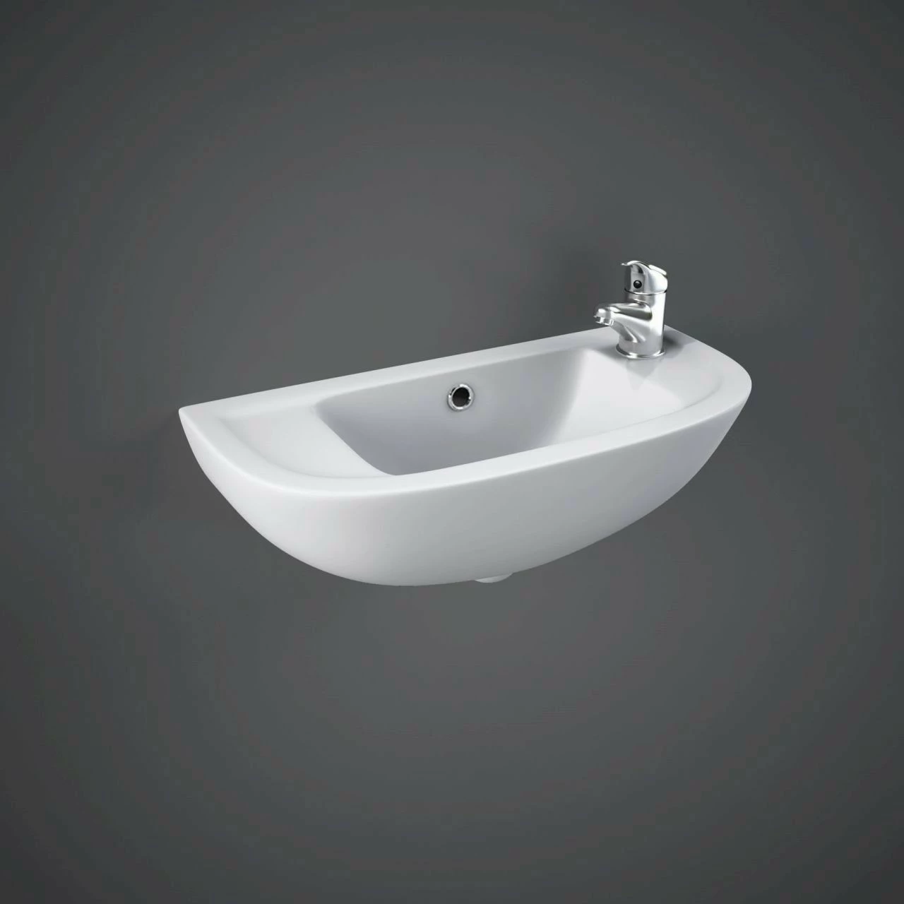 RAK Compact 450mm Right Hand Slimline Basin With 1 Tap Hole - CO2401AWHA 3 RAK Compact 450mm Right Hand Slimline Basin With 1 Tap Hole - CO2401AWHA