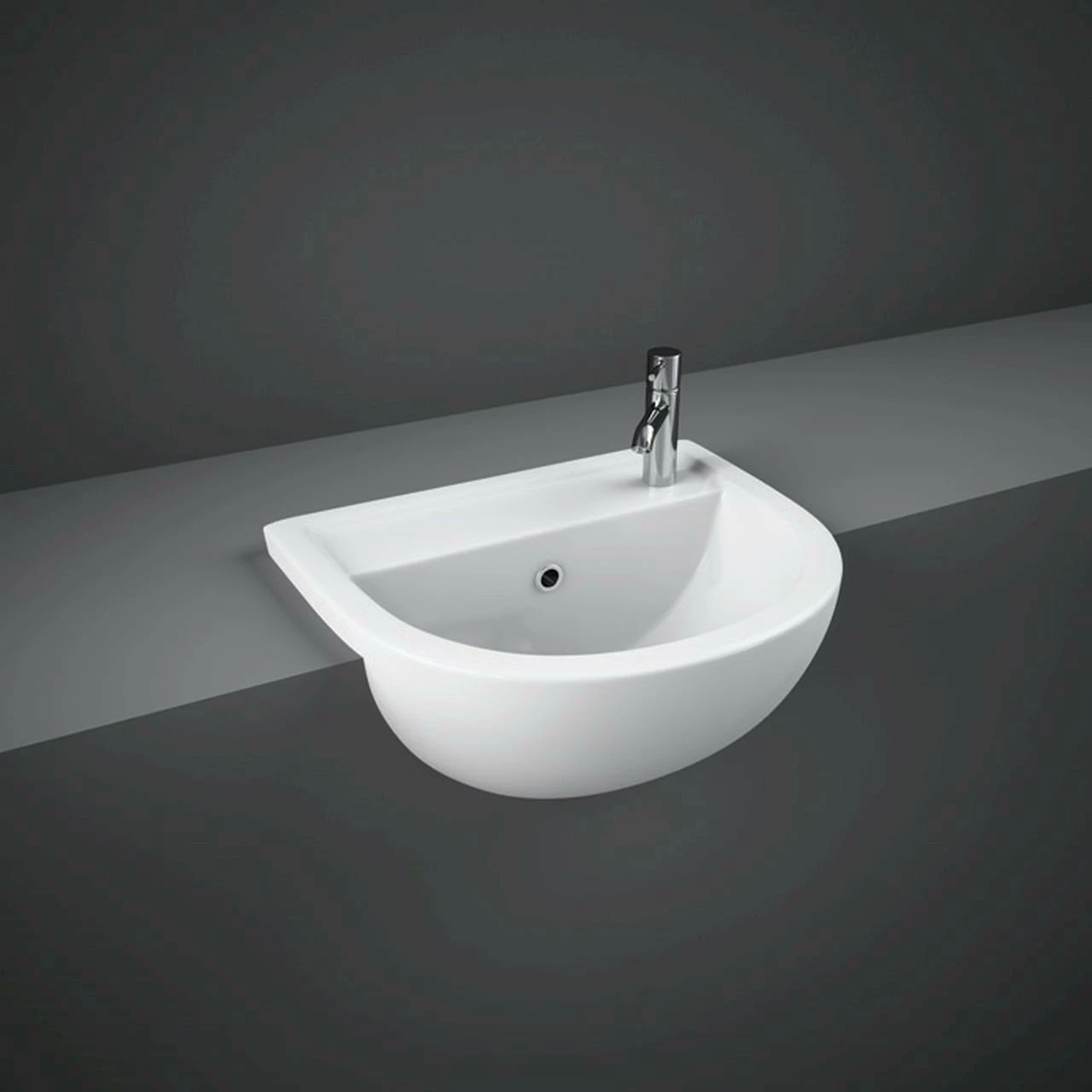 RAK Compact 450mm Semi Recessed Basin With 2 Tap Holes - CO2901NCHAWHA 3 RAK Compact 450mm Semi Recessed Basin With 2 Tap Holes - CO2901NCHAWHA