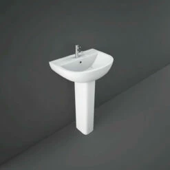 RAK Compact 550mm Basin With 2 Tap Holes And Full Pedestal