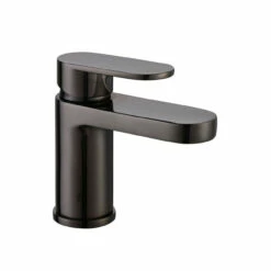RAK Compact Eco Black Chrome Round Mono Basin Mixer Tap With Clicker Waste - RAKCOM3001B