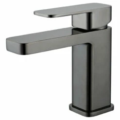 RAK Compact Eco Square Black Chrome Mono Basin Mixer Tap With Clicker Waste - RAKR3001B