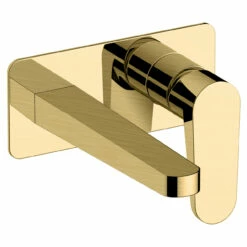 RAK Ischia Brushed Gold Wall Mounted Basin Mixer Tap With Back Plate - RAKISH3007G