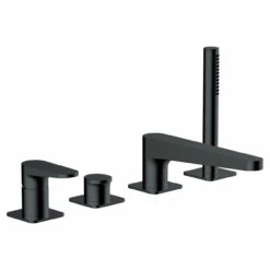 RAK Ischia Matt Black Deck Mounted 4 Tap Hole Bath Shower Mixer Tap - RAKISH3013B
