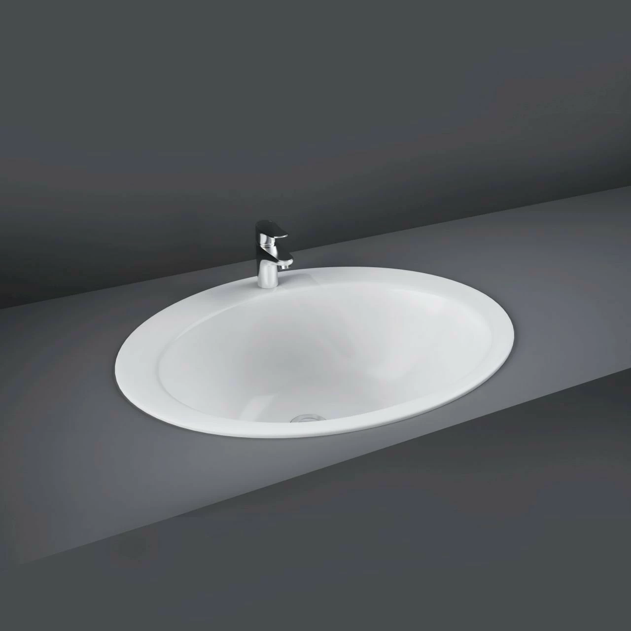 RAK Jessica 530mm X 435mm X 225mm Counter Top Basin With 1 Tap Hole And No Overflow - OC37AAWHA 3 RAK Jessica 530mm X 435mm X 225mm Counter Top Basin With 1 Tap Hole And No Overflow - OC37AAWHA
