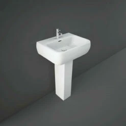 RAK Metropolitan 520mm Basin With 2 Tap Holes And Full Pedestal