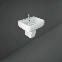RAK Metropolitan 520mm Basin With 2 Tap Holes And Semi Pedestal