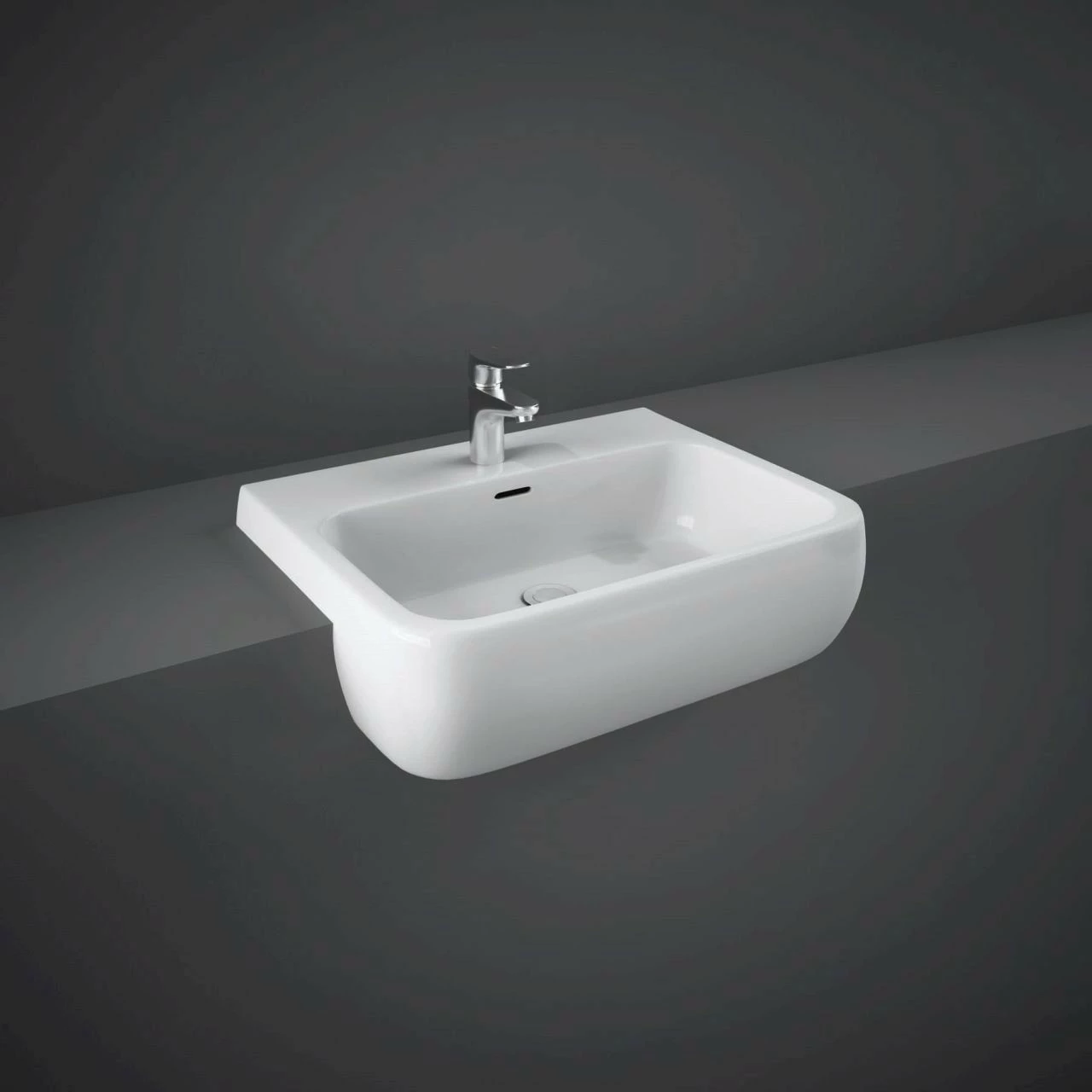RAK Metropolitan 520mm Semi Recessed Basin With 1 Tap Hole - MP0901AWHA 3 RAK Metropolitan 520mm Semi Recessed Basin With 1 Tap Hole - MP0901AWHA