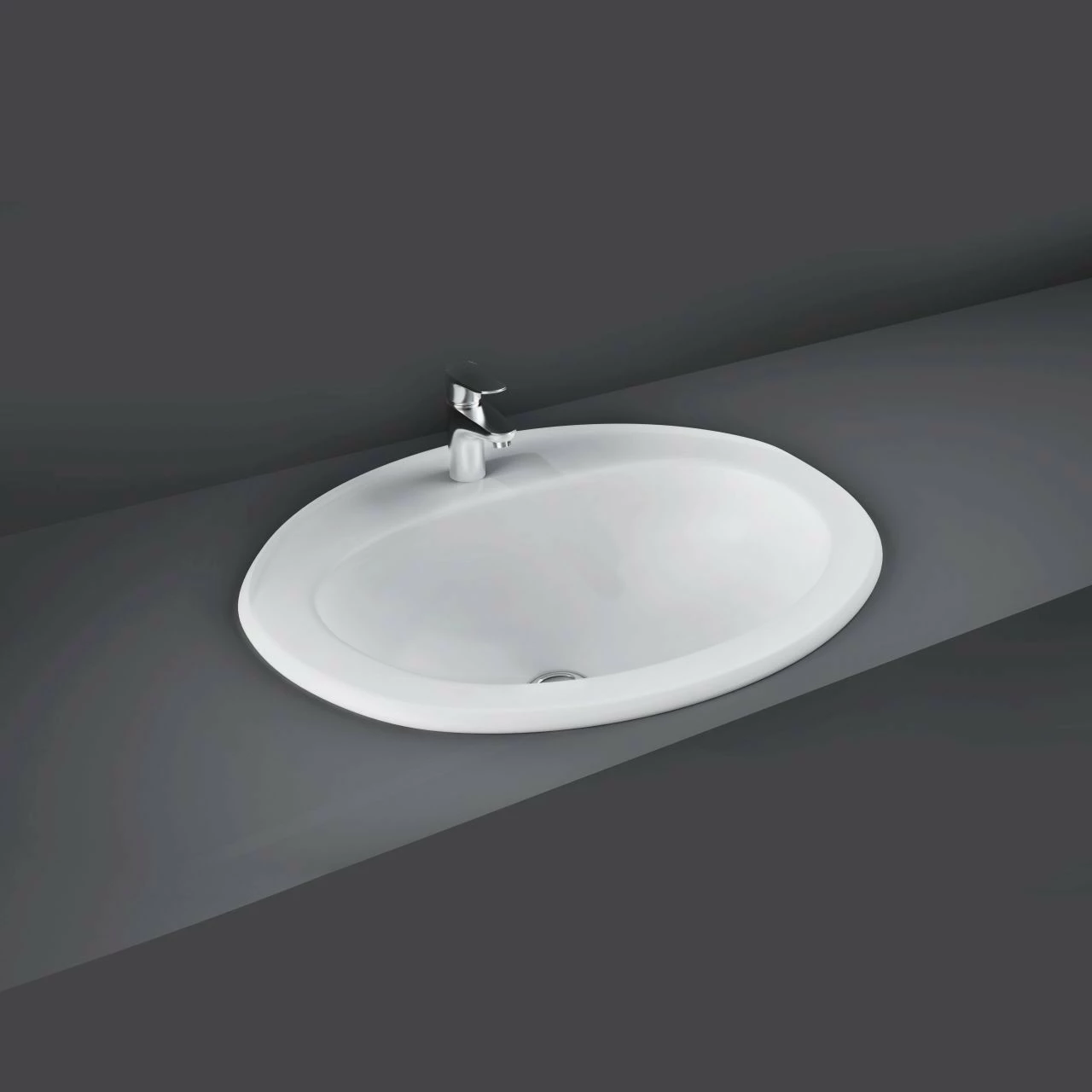 RAK Mira 560mm X 475mm X 210mm Inset Basin With 2 Tap Holes - OC76NCHAWHA 3 RAK Mira 560mm X 475mm X 210mm Inset Basin With 2 Tap Holes - OC76NCHAWHA
