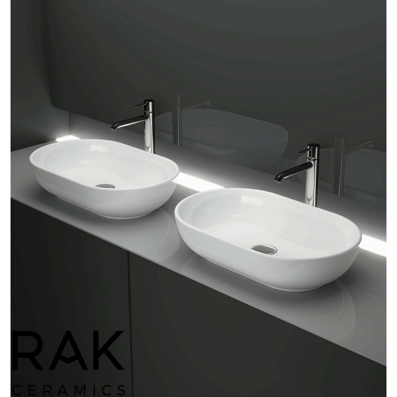 RAK Moon 550mm X 350mm X 130mm Oval Counter Top Basin - HAROVBAS 4 RAK Moon 550mm X 350mm X 130mm Oval Counter Top Basin - HAROVBAS - Image 2