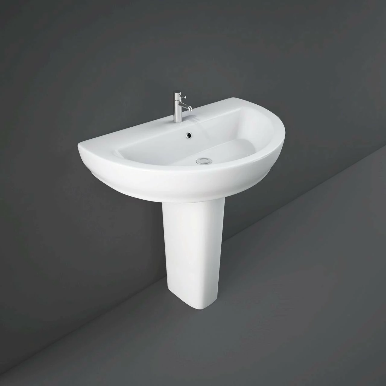 RAK Moon 800mm Basin With 1 Tap Hole And Full Pedestal 3 RAK Moon 800mm Basin With 1 Tap Hole And Full Pedestal