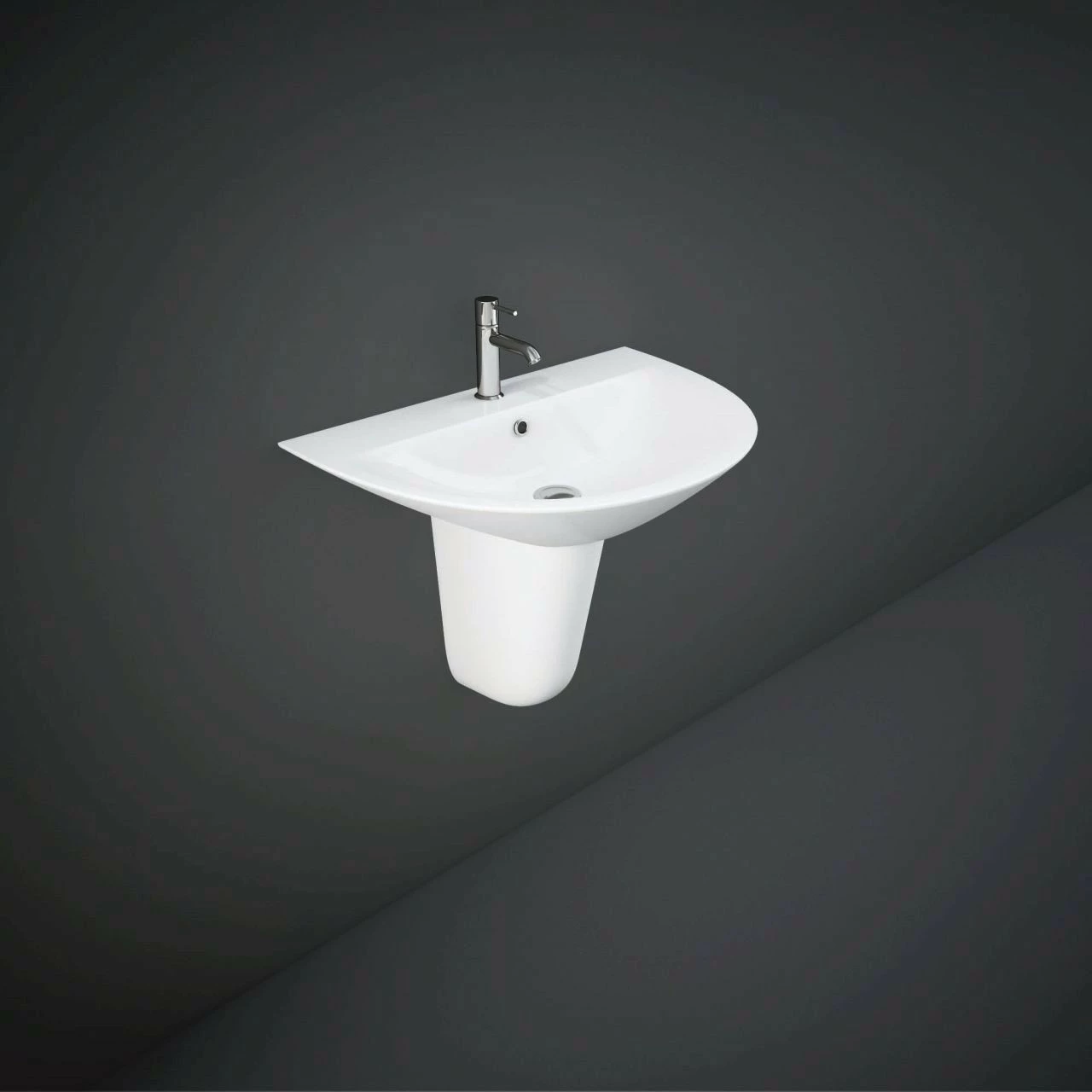 RAK Morning 600mm Basin With 1 Tap Hole And Semi Pedestal 3 RAK Morning 600mm Basin With 1 Tap Hole And Semi Pedestal