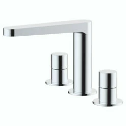 RAK Petit Round Chrome Deck Mounted 3 Tap Hole Basin Mixer Tap - RAKPER3011C