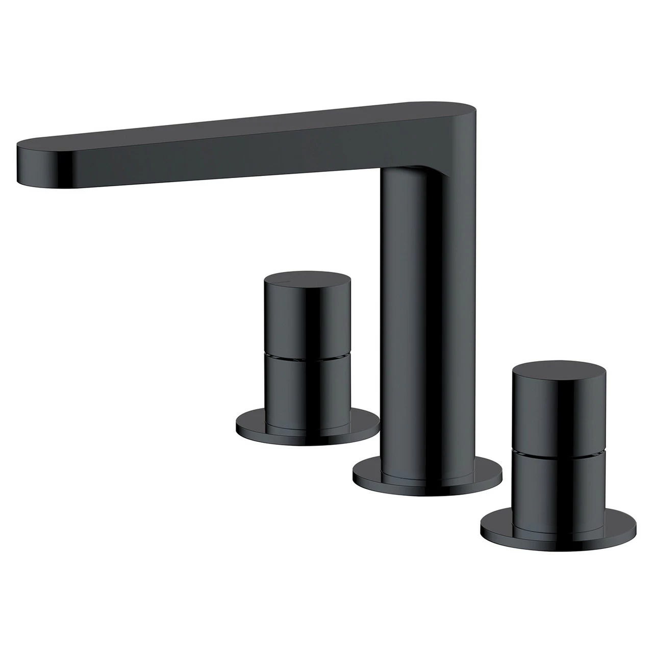 RAK Petit Round Matt Black Deck Mounted 3 Tap Hole Basin Mixer Tap - RAKPER3011B 3 RAK Petit Round Matt Black Deck Mounted 3 Tap Hole Basin Mixer Tap - RAKPER3011B
