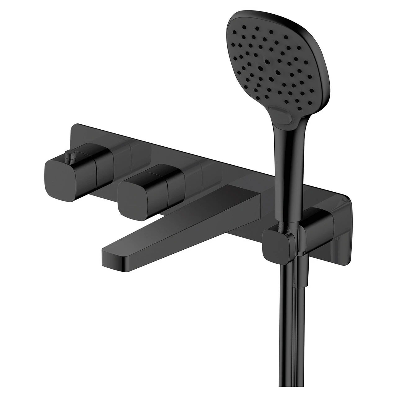 RAK Petit Square Matt Black Wall Mounted Concealed Thermostatic Bath Shower Mixer Tap - RAKPES3306B 3 RAK Petit Square Matt Black Wall Mounted Concealed Thermostatic Bath Shower Mixer Tap - RAKPES3306B