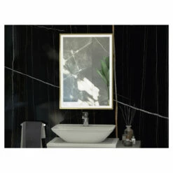 RAK Picture Brushed Gold 600mm X 800mm Square Illuminated LED Mirror - RAKPICSQBG5002