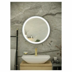 RAK Picture Brushed Nickel 800mm X 800mm Round Illuminated LED Mirror - RAKPICRNBN5002