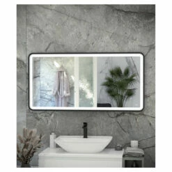 RAK Picture Matt Black 600mm X 1000mm Soft LED Mirror - RAKPICSFMB5003
