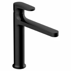RAK Portofino Matt Black Mid Height Basin Mixer Tap - RAKPOR3016B