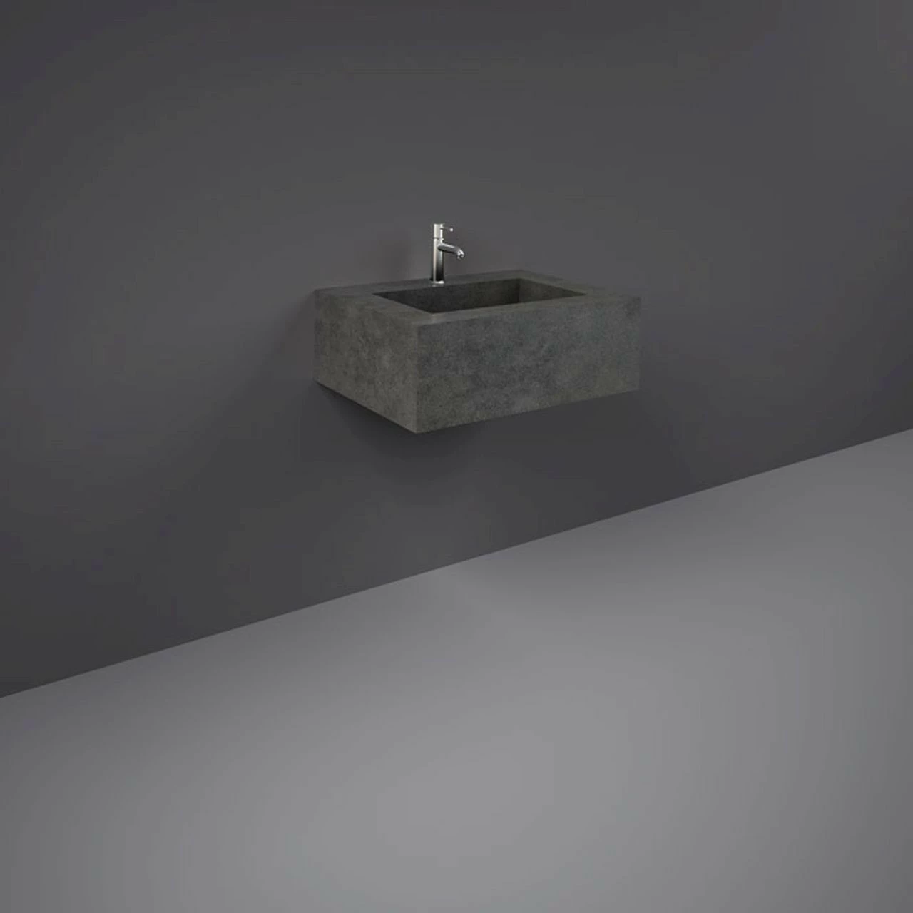 RAK Precious Behind Grey 600mm Wall Mounted Basin With 1 Tap Hole - PRECT06347104A