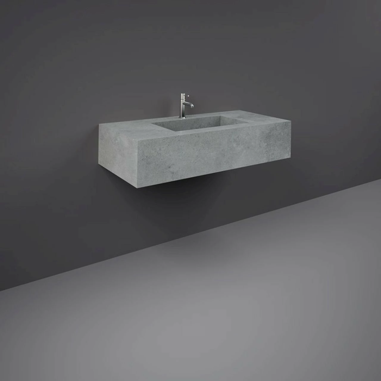 RAK Precious Surface Cool Grey 1000mm Wall Mounted Basin With No Tap Hole - PRECT10347103A0 3 RAK Precious Surface Cool Grey 1000mm Wall Mounted Basin With No Tap Hole - PRECT10347103A0