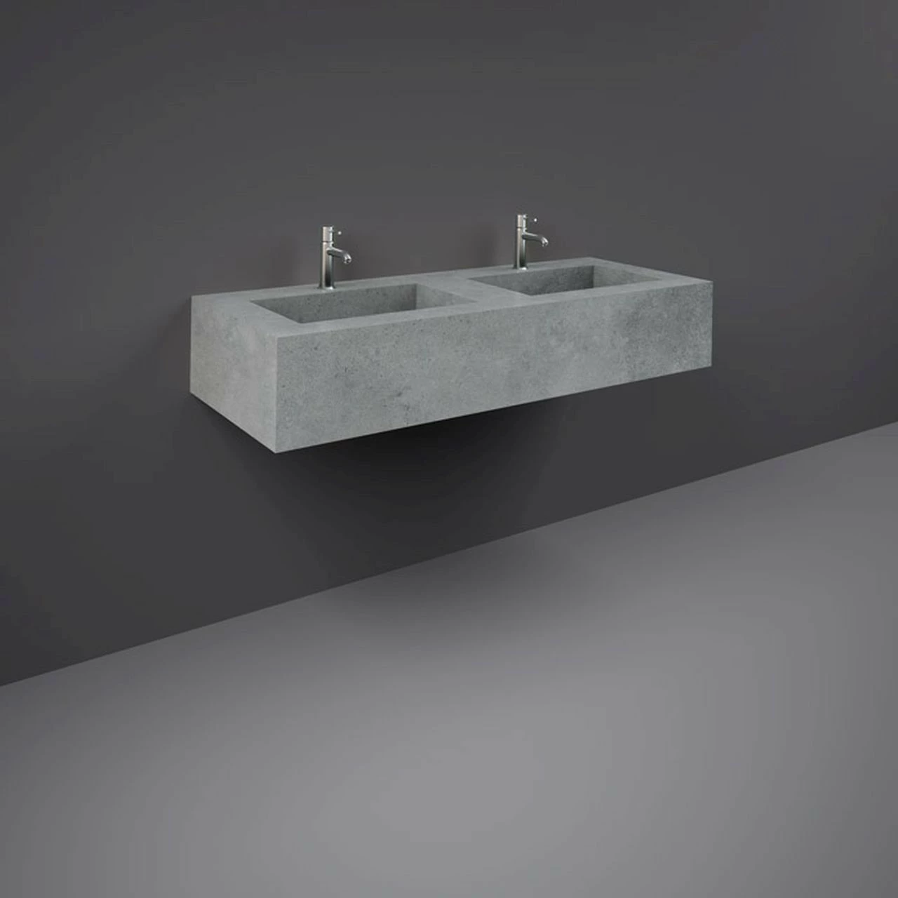 RAK Precious Surface Cool Grey 1200mm Double Wall Mounted Basin With No Tap Hole - PRECT12347103A0 3 RAK Precious Surface Cool Grey 1200mm Double Wall Mounted Basin With No Tap Hole - PRECT12347103A0