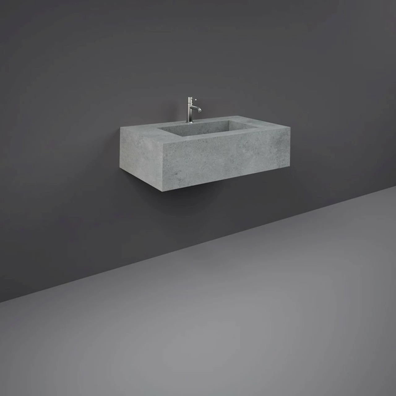 RAK Precious Surface Cool Grey 800mm Wall Mounted Basin With 1 Tap Hole - PRECT08347103A 3 RAK Precious Surface Cool Grey 800mm Wall Mounted Basin With 1 Tap Hole - PRECT08347103A