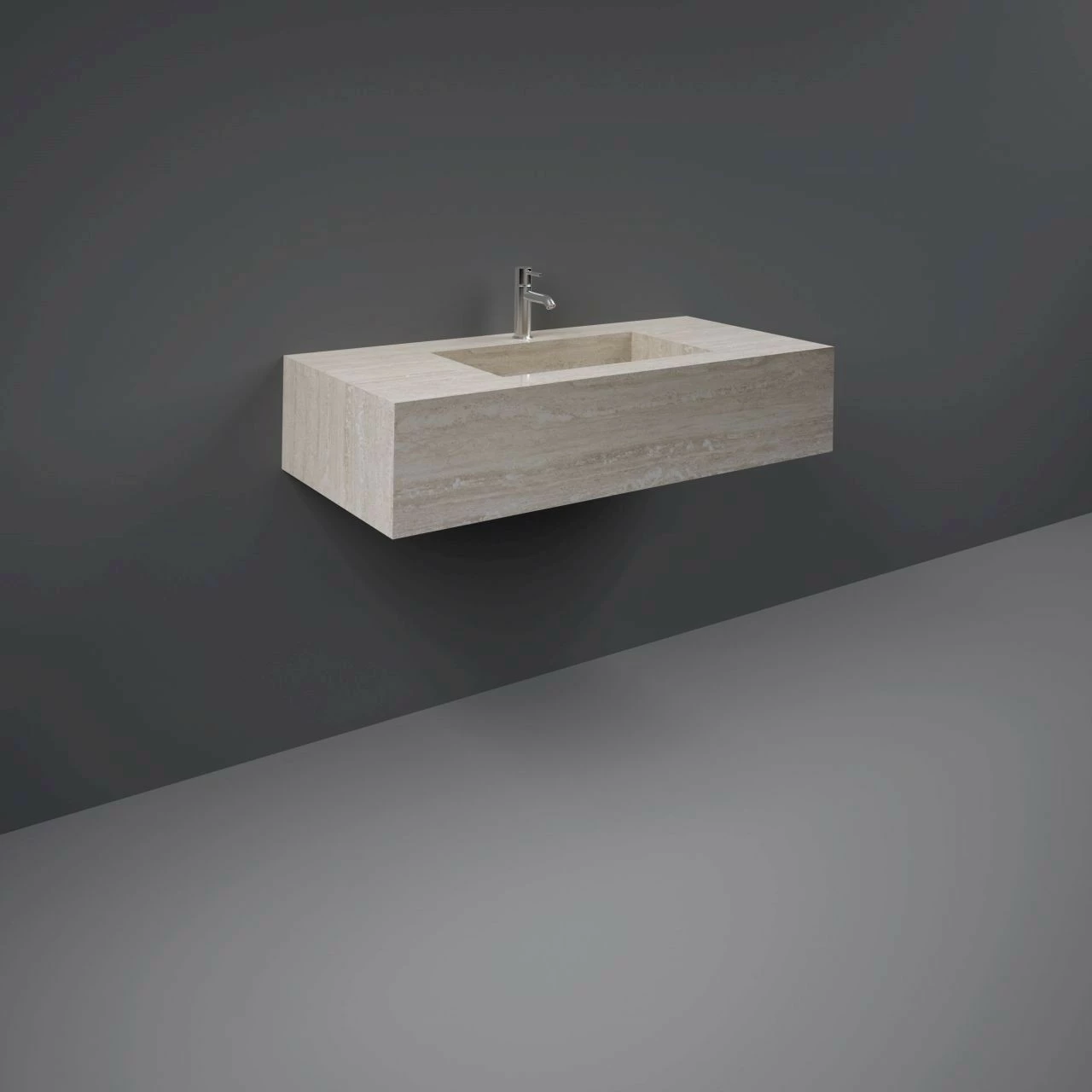 RAK Precious Travertino Ivory 1000mm Wall Mounted Basin With No Tap Hole - PRECT10347102A0 3 RAK Precious Travertino Ivory 1000mm Wall Mounted Basin With No Tap Hole - PRECT10347102A0