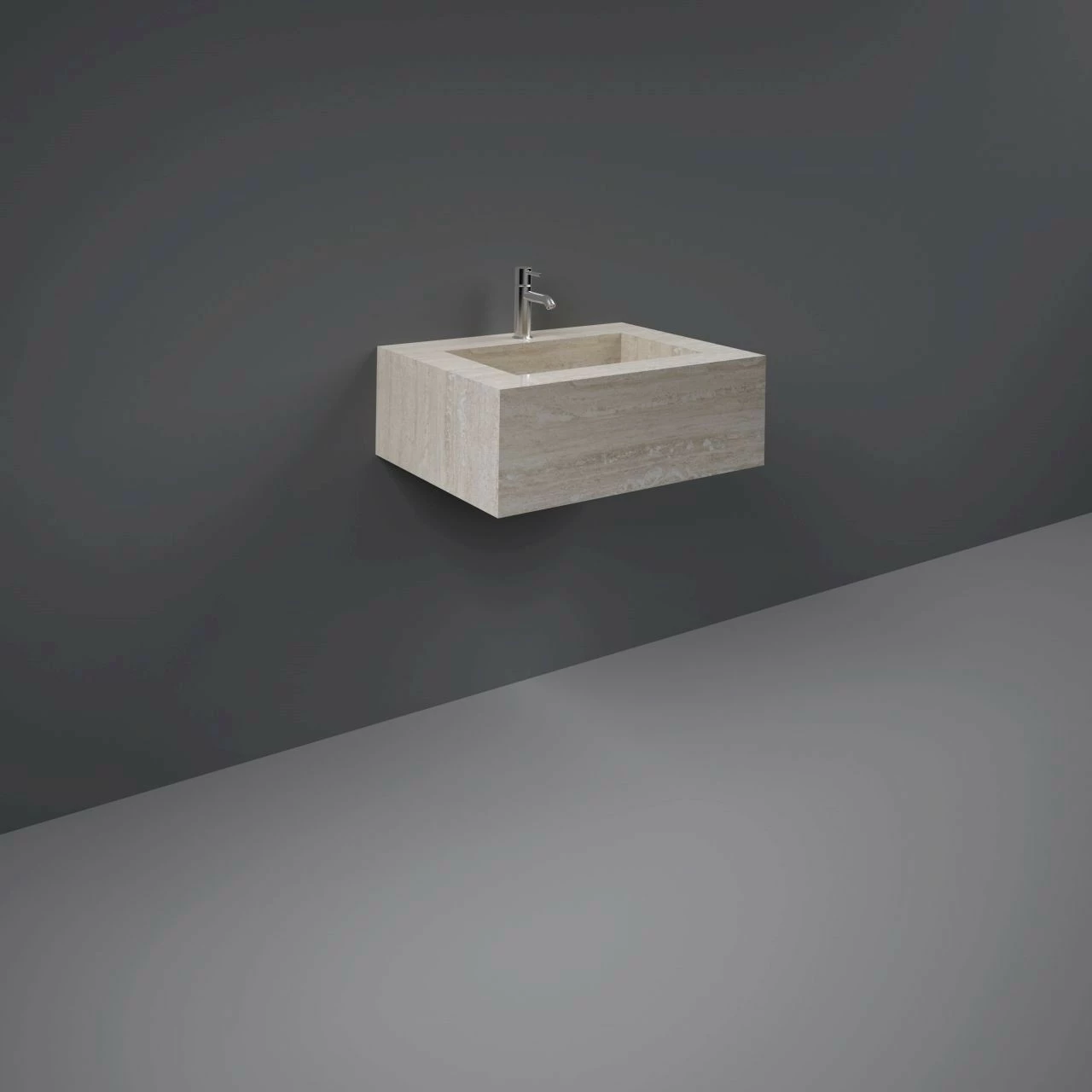 RAK Precious Travertino Ivory 600mm Wall Mounted Basin With No Tap Hole - PRECT06347102A0 3 RAK Precious Travertino Ivory 600mm Wall Mounted Basin With No Tap Hole - PRECT06347102A0