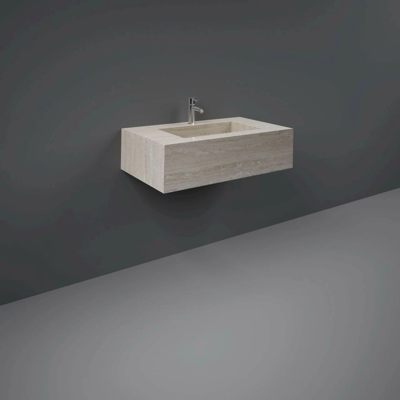 RAK Precious Travertino Ivory 800mm Wall Mounted Basin With 1 Tap Hole - PRECT08347102A 3 RAK Precious Travertino Ivory 800mm Wall Mounted Basin With 1 Tap Hole - PRECT08347102A