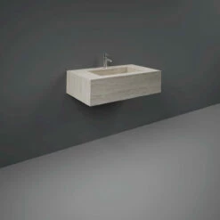 RAK Precious Travertino Ivory 800mm Wall Mounted Basin With No Tap Hole - PRECT08347102A0