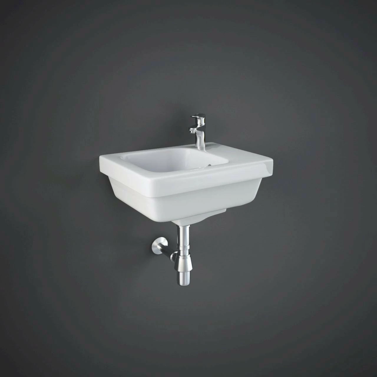 RAK Resort 360mm Right Hand Slimline Basin With 1 Tap Hole - RST1001AWHA 3 RAK Resort 360mm Right Hand Slimline Basin With 1 Tap Hole - RST1001AWHA