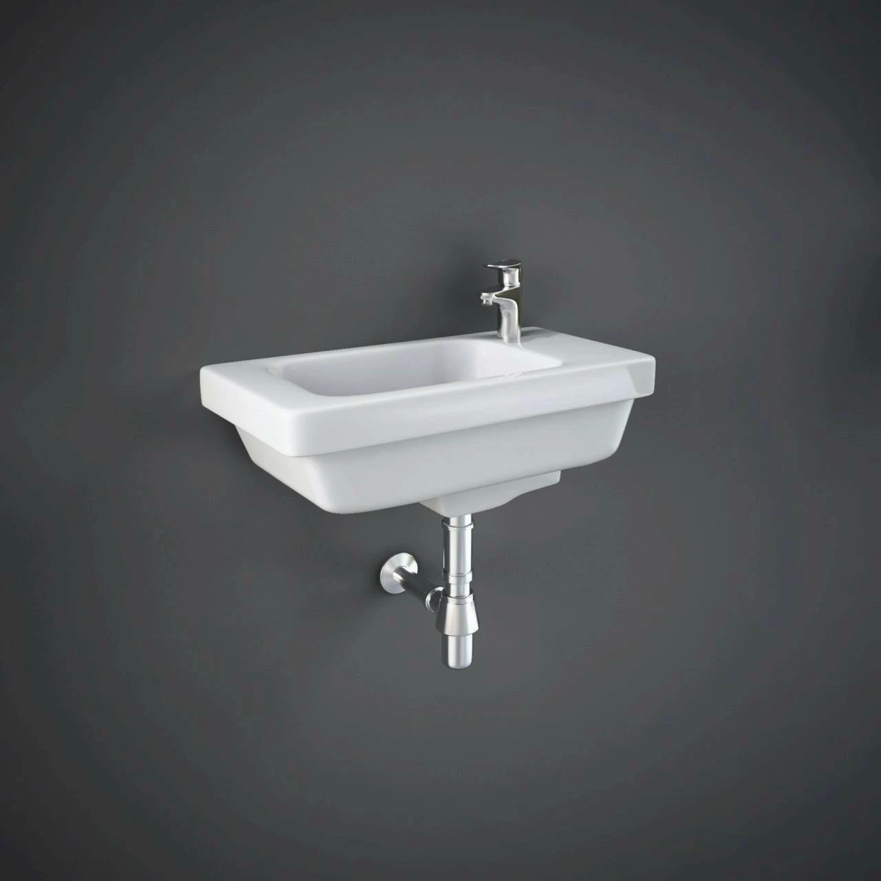 RAK Resort 450mm Right Hand Slimline Basin With 1 Tap Hole - RST0701AWHA 3 RAK Resort 450mm Right Hand Slimline Basin With 1 Tap Hole - RST0701AWHA
