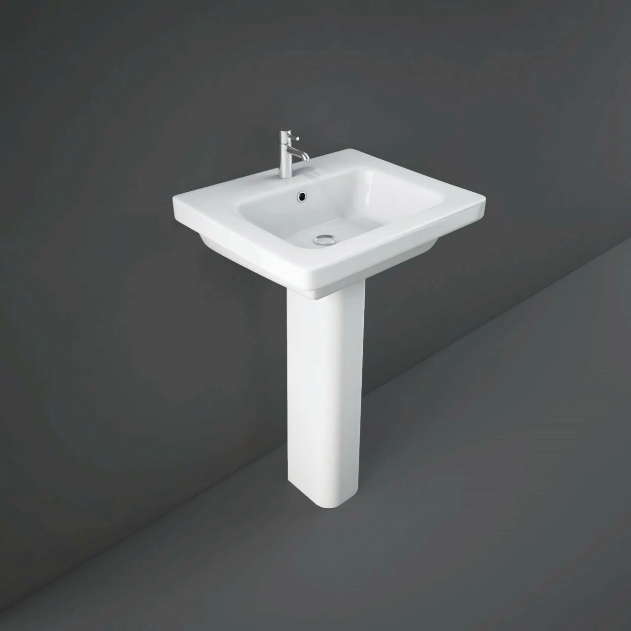 RAK Resort 550mm Basin With 1 Tap Hole And Full Pedestal