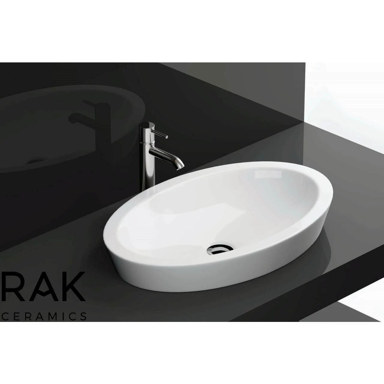 RAK Resort 580mm X 365mm X 75mm Oval Counter Top Basin - RST01AWHA 4 RAK Resort 580mm X 365mm X 75mm Oval Counter Top Basin - RST01AWHA - Image 2