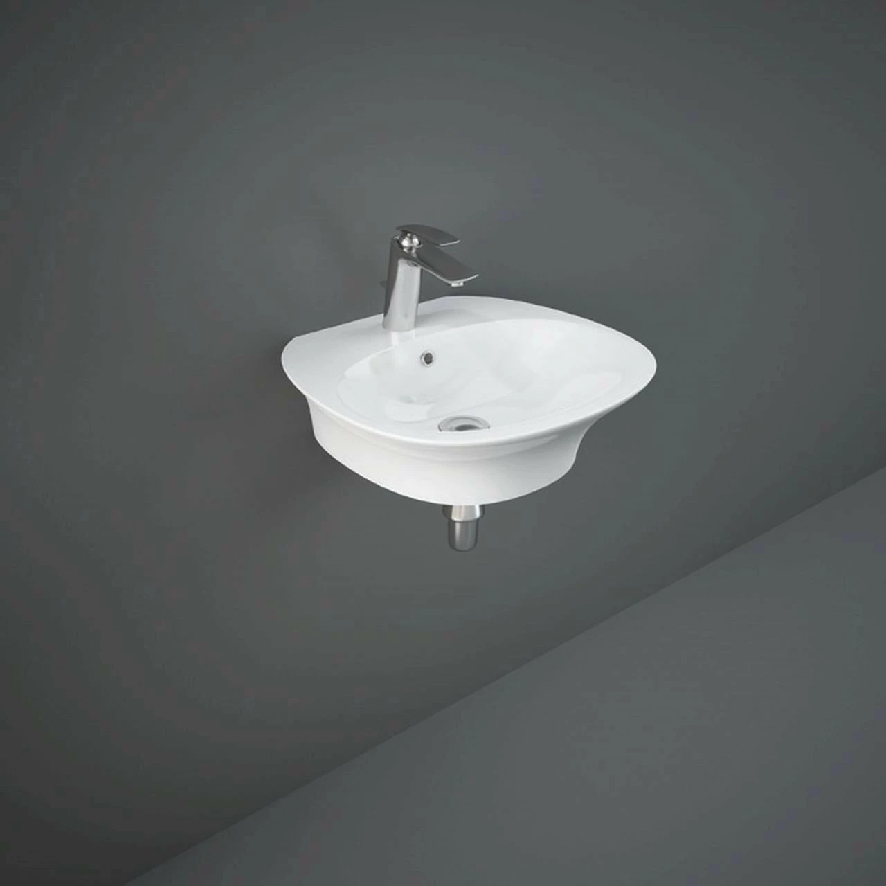RAK Sensation 500mm Wall Hung Basin With 1 Tap Hole - SENWB5001AWHA 3 RAK Sensation 500mm Wall Hung Basin With 1 Tap Hole - SENWB5001AWHA