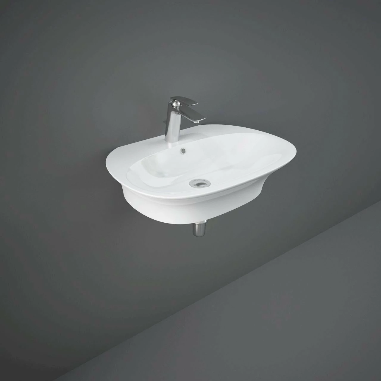 RAK Sensation 650mm Wall Hung Basin With 1 Tap Hole - SENWB6501AWHA 3 RAK Sensation 650mm Wall Hung Basin With 1 Tap Hole - SENWB6501AWHA