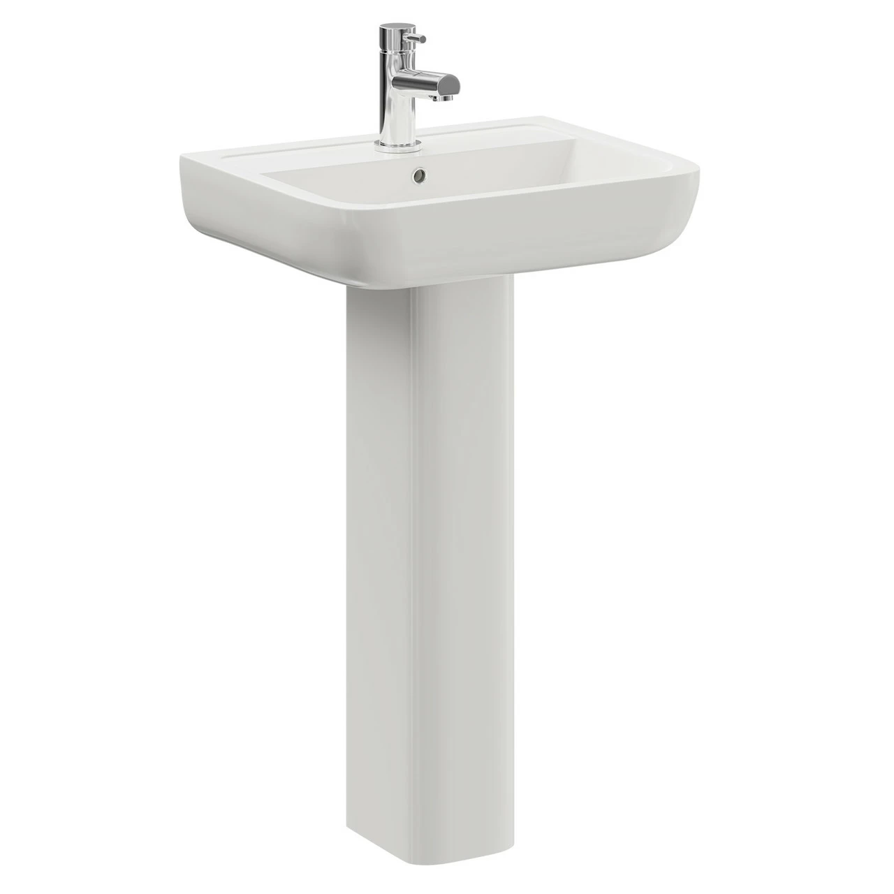 RAK Series 600 520mm Basin With 1 Tap Hole And Full Pedestal - Image 2